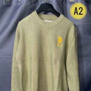 USPA Sweater Sage Green Pullover Old Money Cloth Vintage Sweatshirt Classic Fit